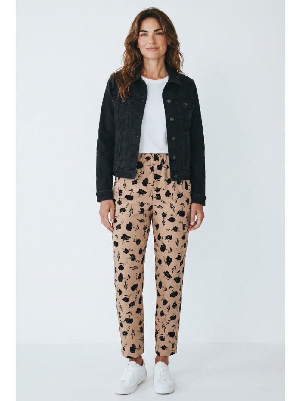Jules & Leopold Womens Small Tan Floral Jogger Pants Pull On Elastic Waist NWT - Picture 3 of 6